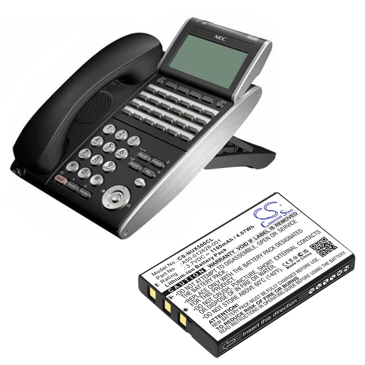 Replacement Battery for NEC DT330 – Cordless Phone – 1100mAh / 3.7V