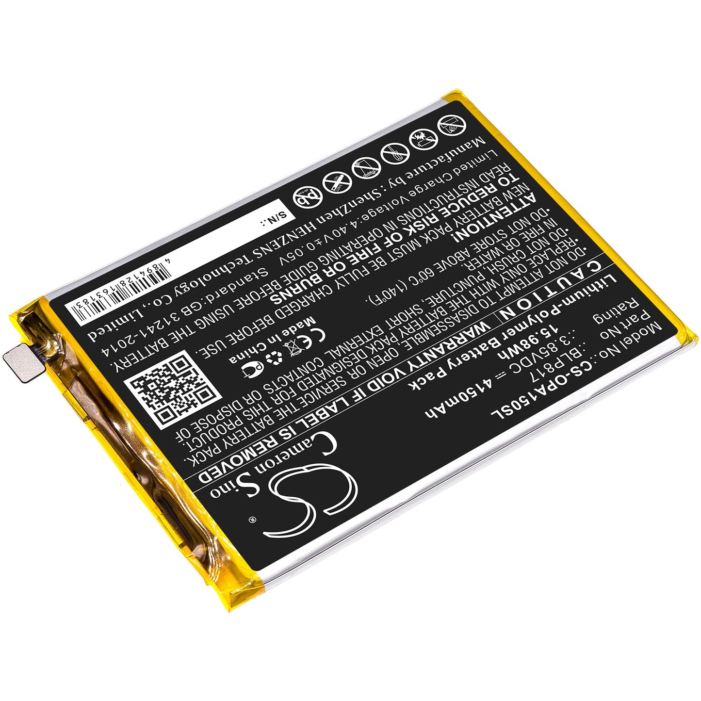 Replacement Battery for OPPO  A15 – Mobile, SmartPhone – 4150mAh / 15.98Wh / 3.85V