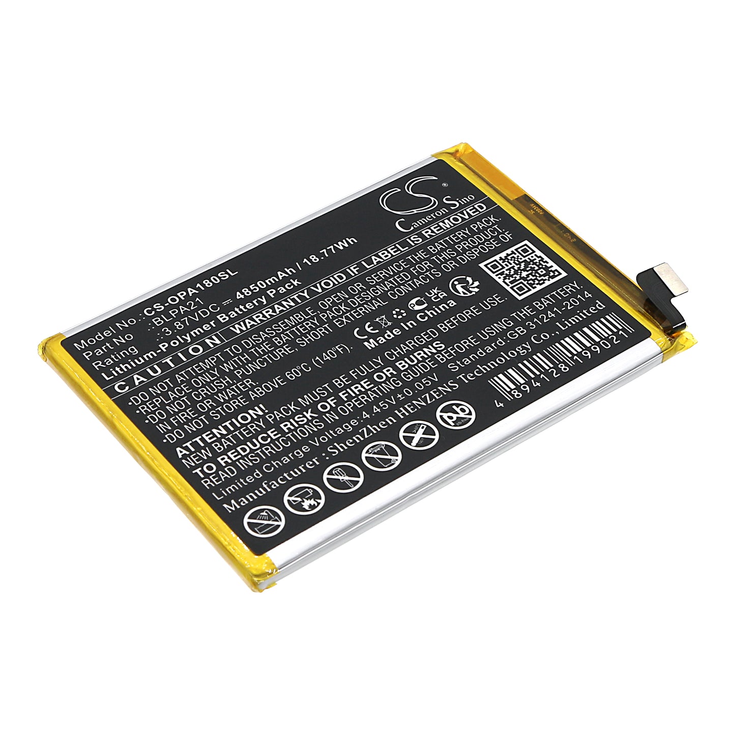 Replacement Battery for Oppo A18 – Mobile, SmartPhone – 4850mAh / 3.87V - image 1