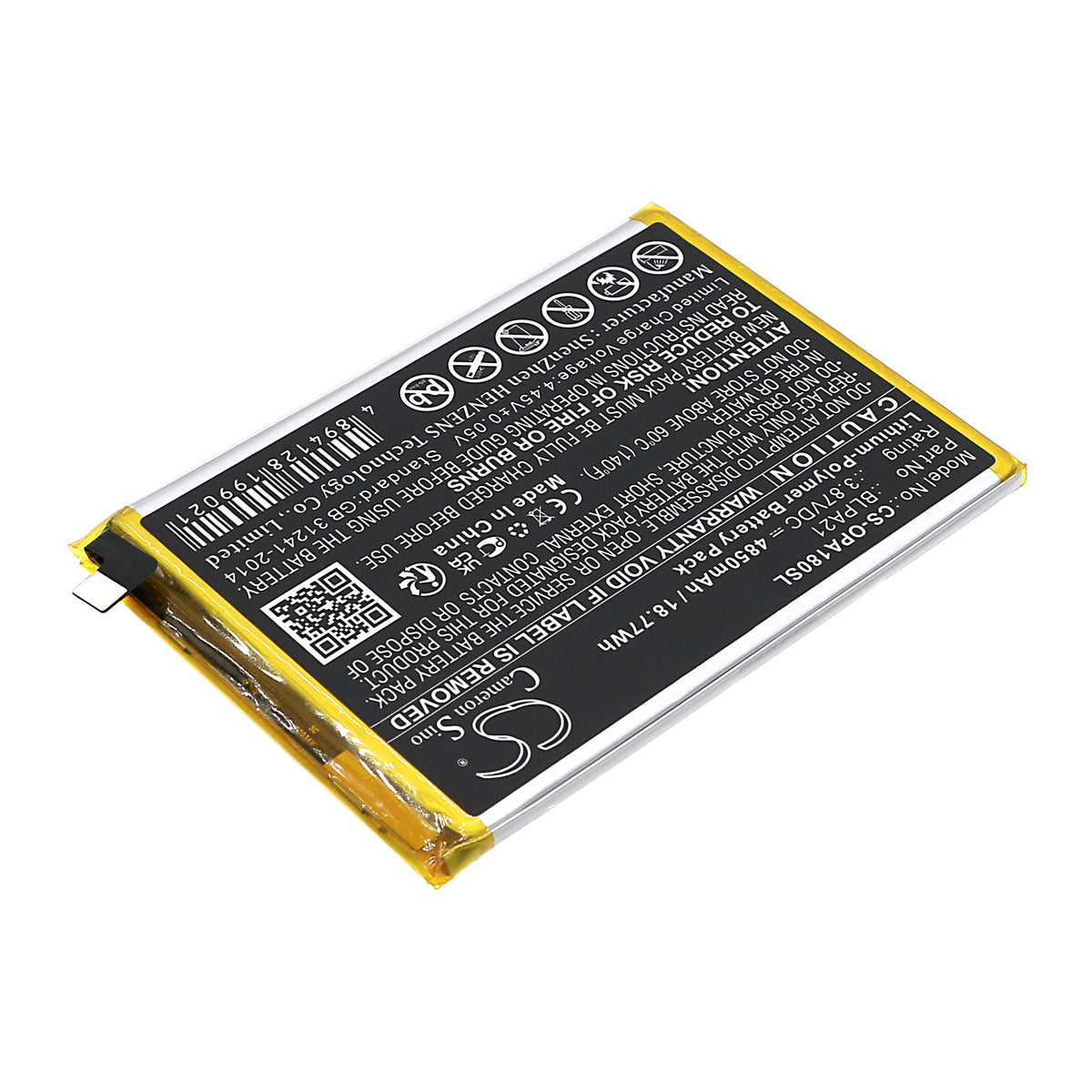 Replacement Battery for Oppo A18 – Mobile, SmartPhone – 4850mAh / 3.87V
