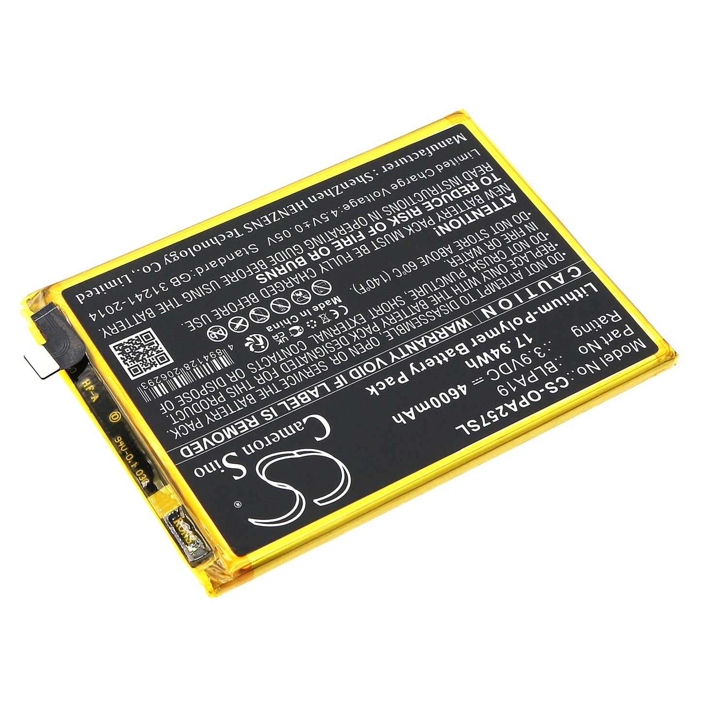 Replacement Battery for OPPO  A58 – Mobile, SmartPhone – 4600mAh / 17.94Wh / 3.9V