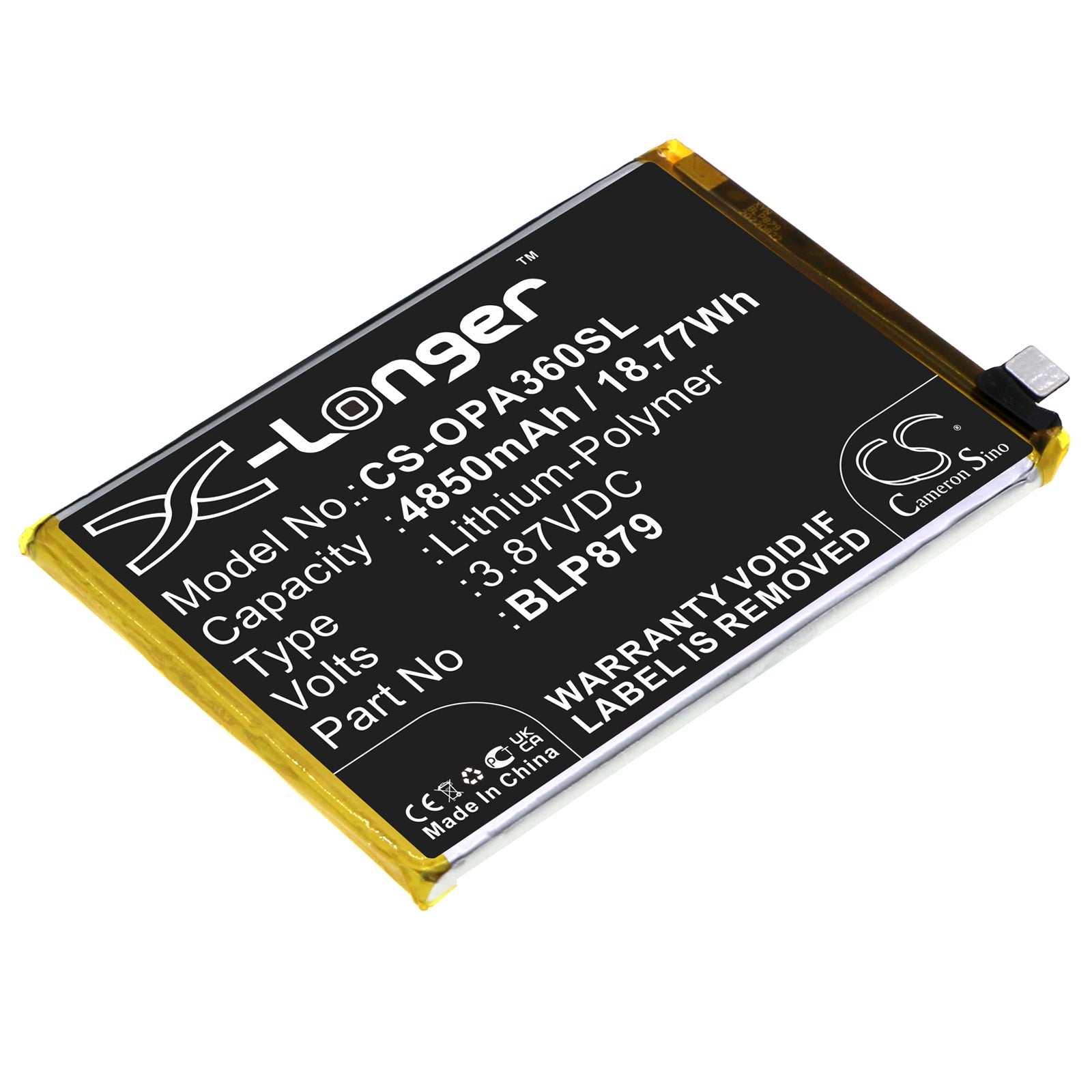 Replacement Battery for Oppo A36 – Mobile, SmartPhone – 4850mAh / 3.87V - image 1