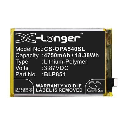 Replacement Battery for OPPO  A54 5G – Mobile, SmartPhone – 4750mAh / 18.38Wh / 3.87V