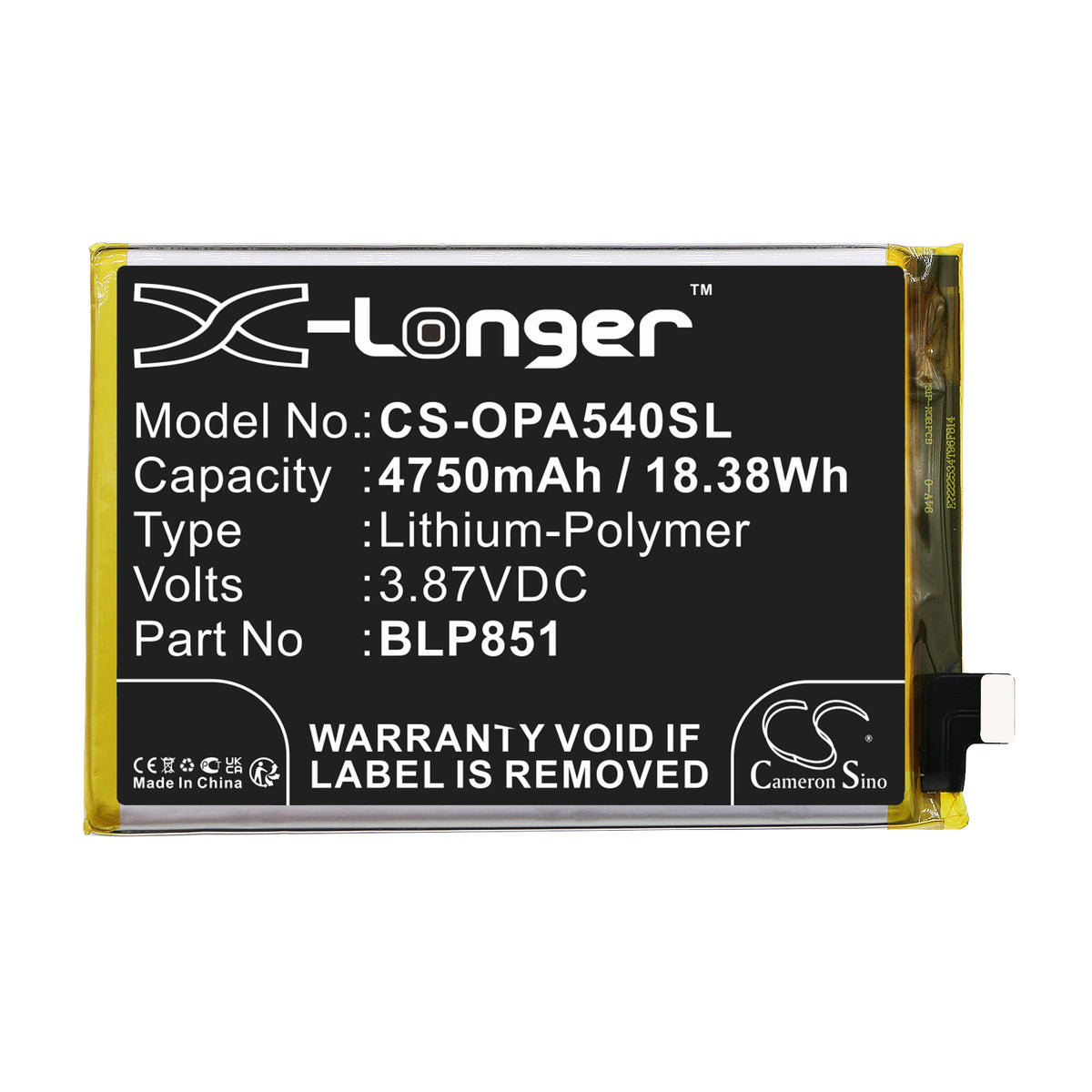 Replacement Battery for Oppo A54 5G – Mobile, SmartPhone – 4750mAh / 3.87V