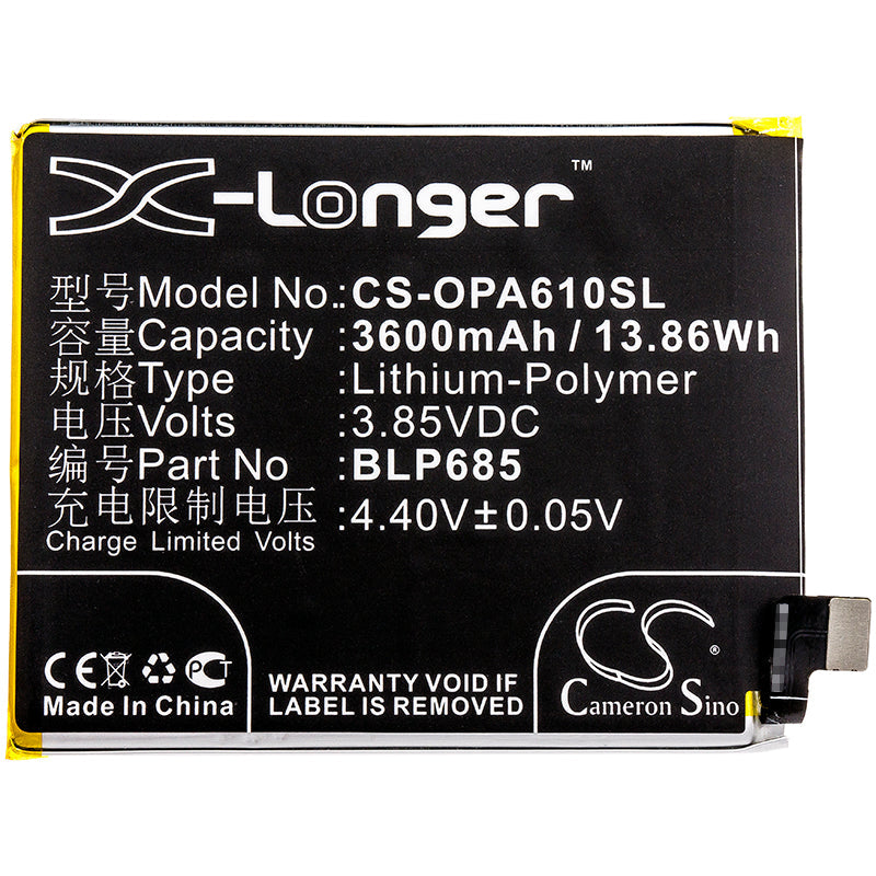Replacement Battery for OnePlus  6T – Mobile, SmartPhone – 3600mAh / 13.86Wh / 3.85V