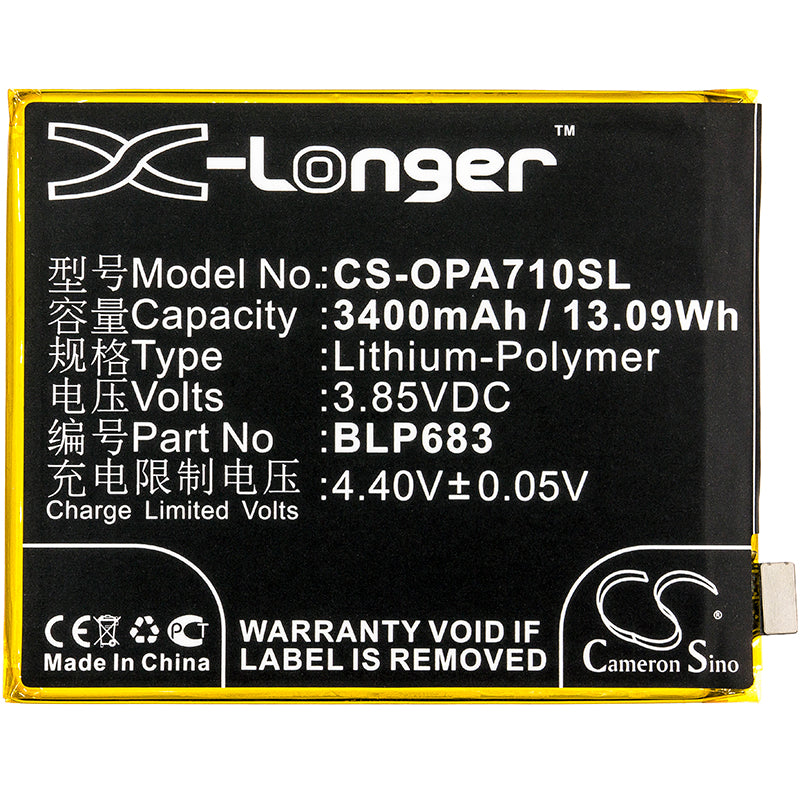 Replacement Battery for OPPO  A7x – Mobile, SmartPhone – 3400mAh / 13.09Wh / 3.85V