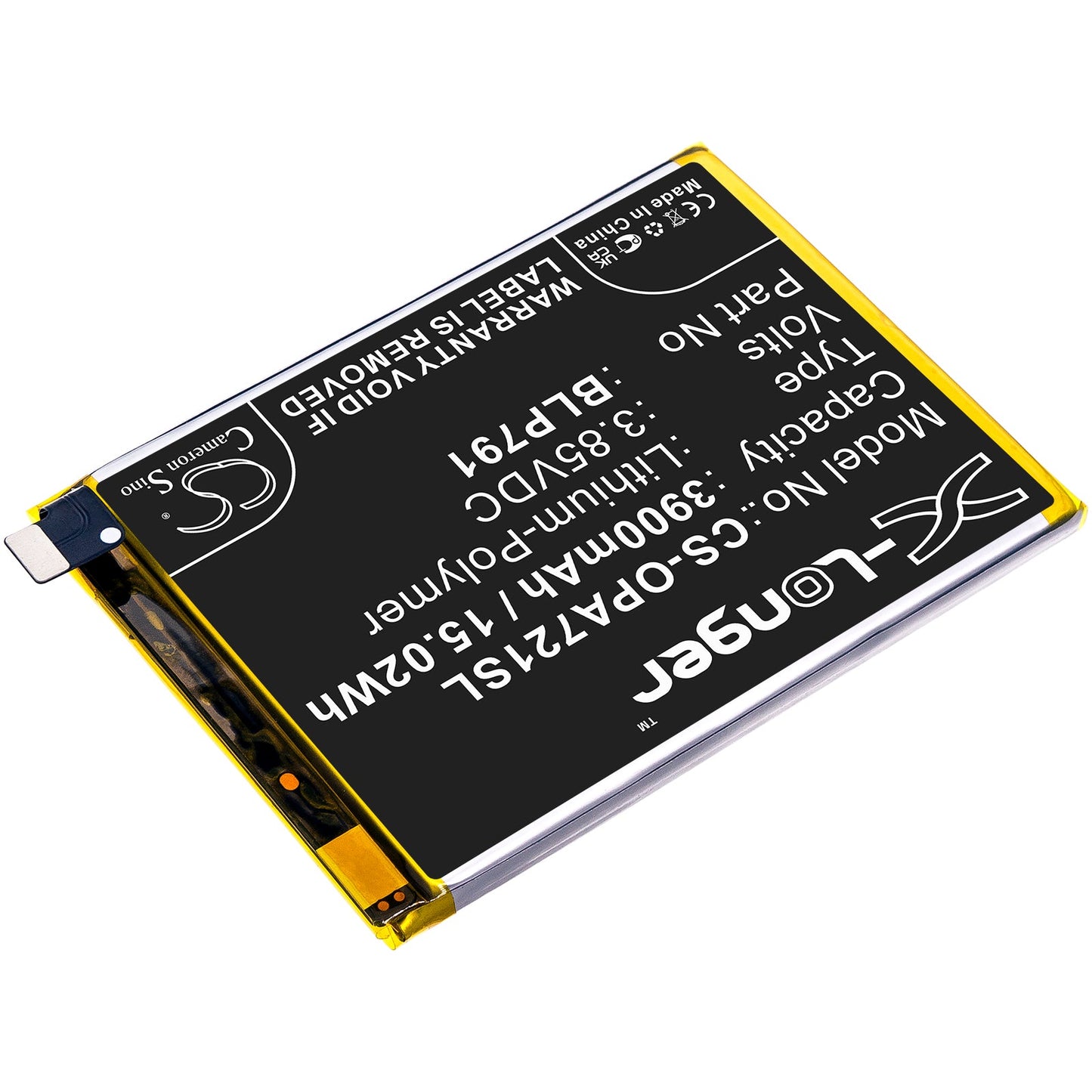 Replacement Battery for OPPO  A72 5G 2020 – Mobile, SmartPhone – 3900mAh / 15.02Wh / 3.85V