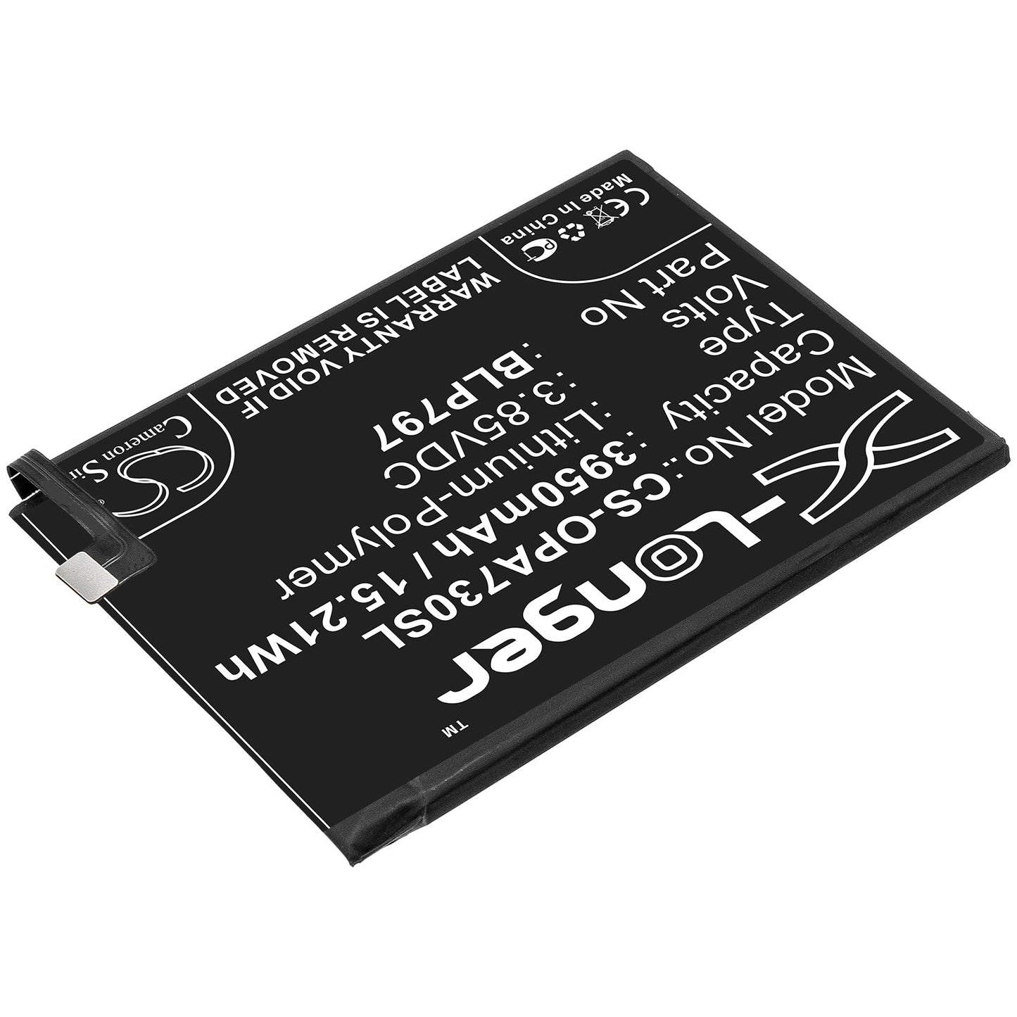 Replacement Battery for OPPO  A72 5G – Mobile, SmartPhone – 3950mAh / 15.21Wh / 3.85V