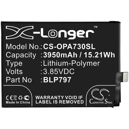 Replacement Battery for OPPO  A72 5G – Mobile, SmartPhone – 3950mAh / 15.21Wh / 3.85V