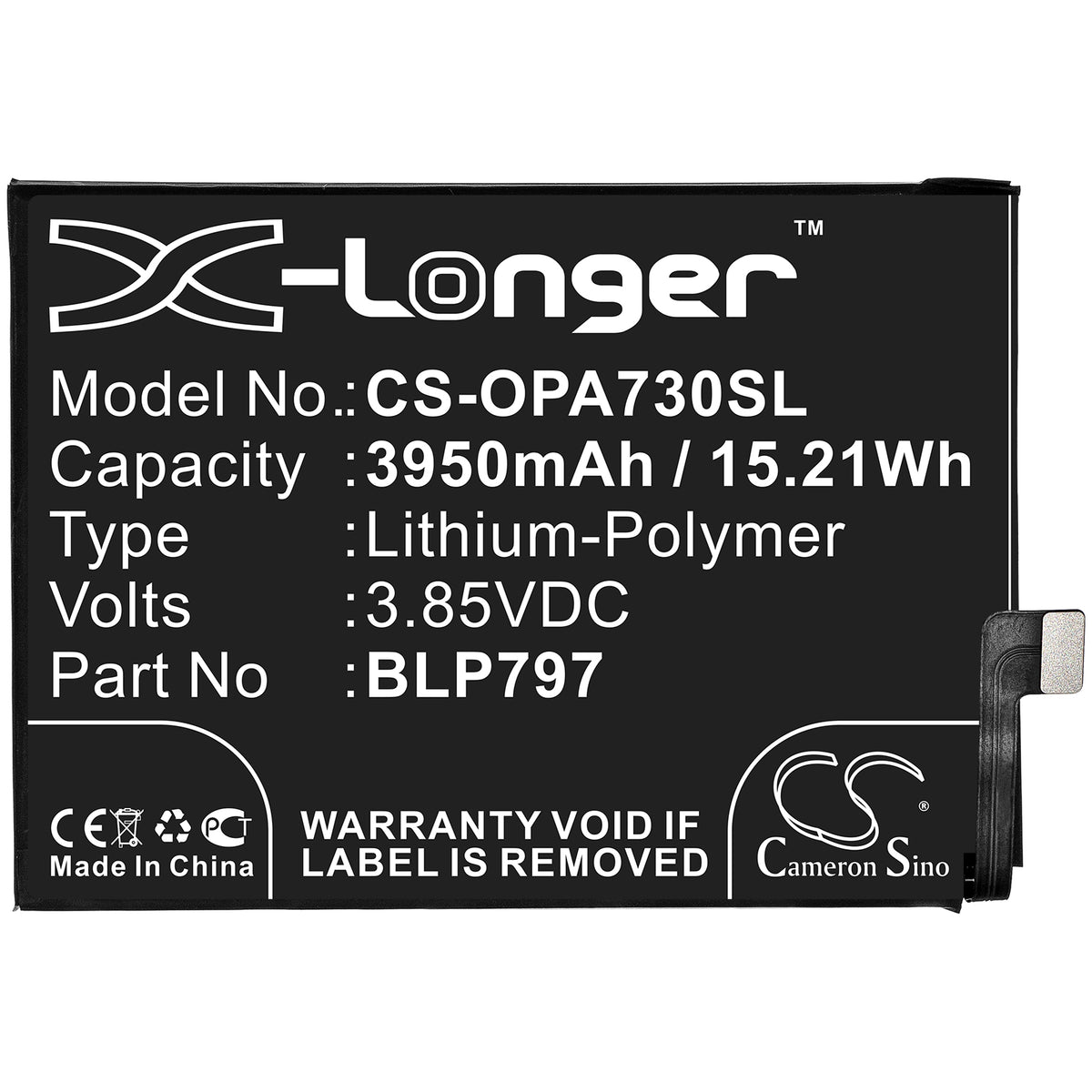 Replacement Battery for Oppo A72 5G – Mobile, SmartPhone – 3950mAh / 3.85V
