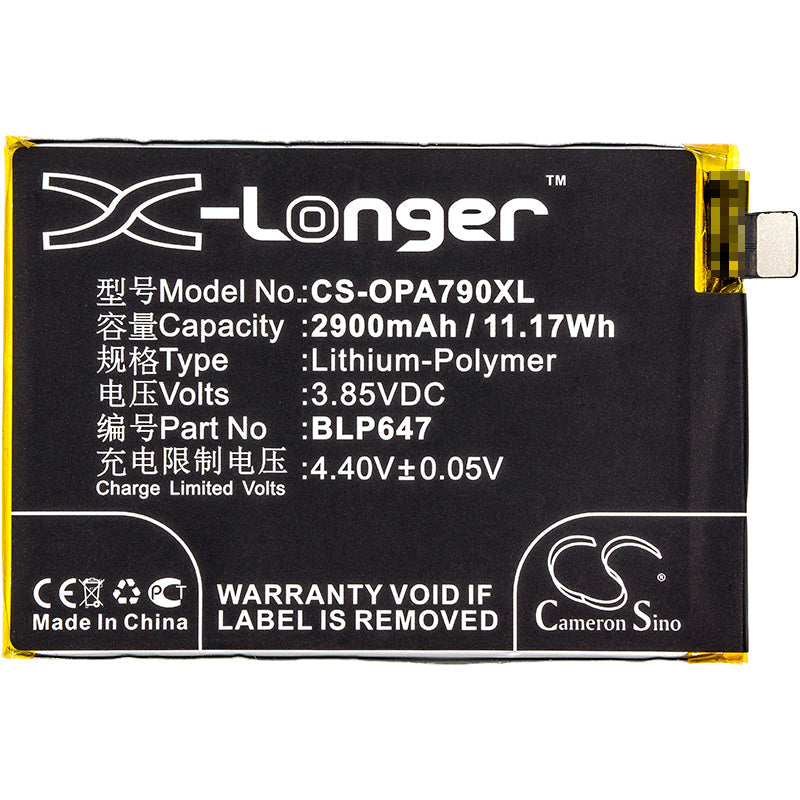 Replacement Battery for OPPO  A79 – Mobile, SmartPhone – 2900mAh / 11.17Wh / 3.85V