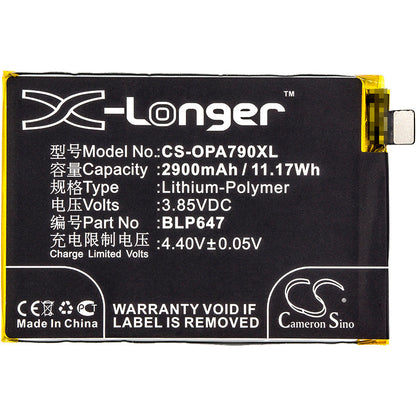 Replacement Battery for OPPO  A79 – Mobile, SmartPhone – 2900mAh / 11.17Wh / 3.85V