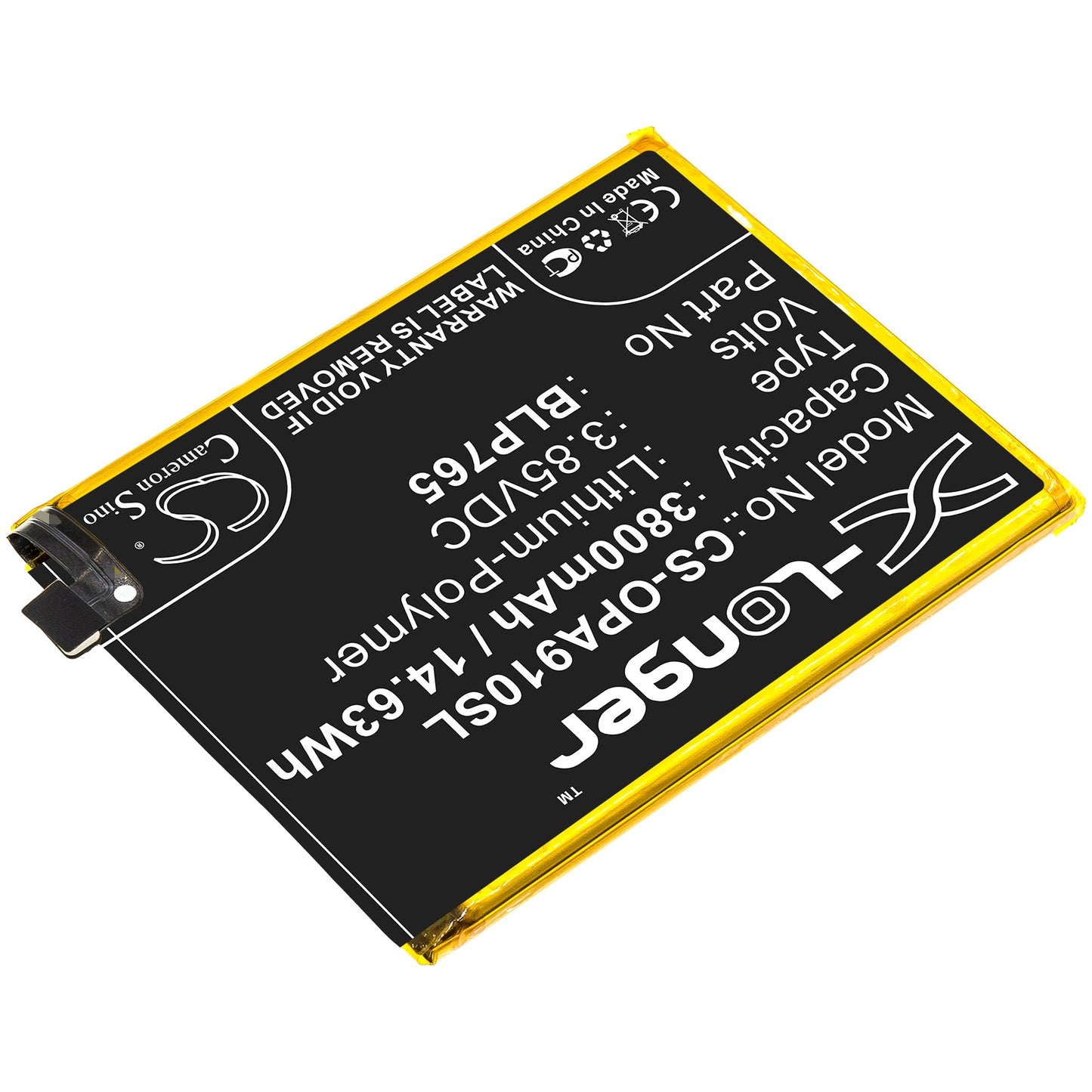 Replacement Battery for OPPO  A91 – Mobile, SmartPhone – 3800mAh / 14.63Wh / 3.85V