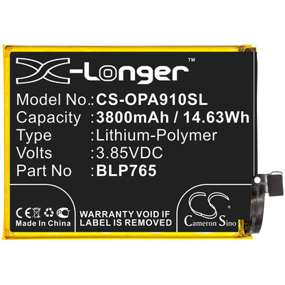 Replacement Battery for OPPO  A91 – Mobile, SmartPhone – 3800mAh / 14.63Wh / 3.85V