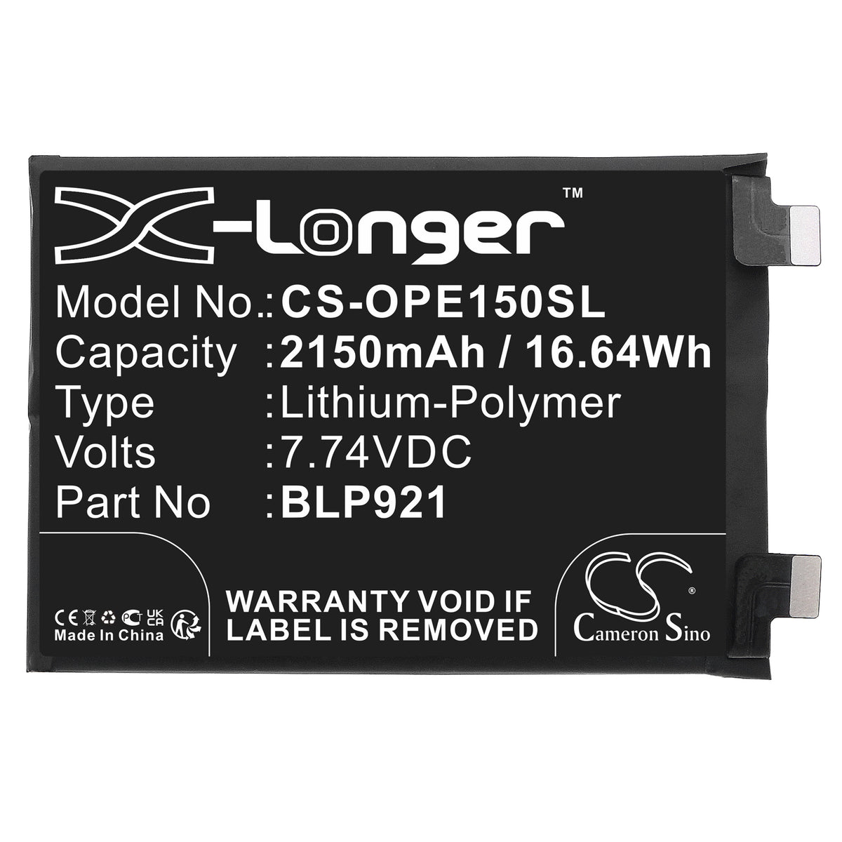 Replacement Battery for OnePlus ACE 150W – Mobile, SmartPhone – 2150mAh / 7.74V