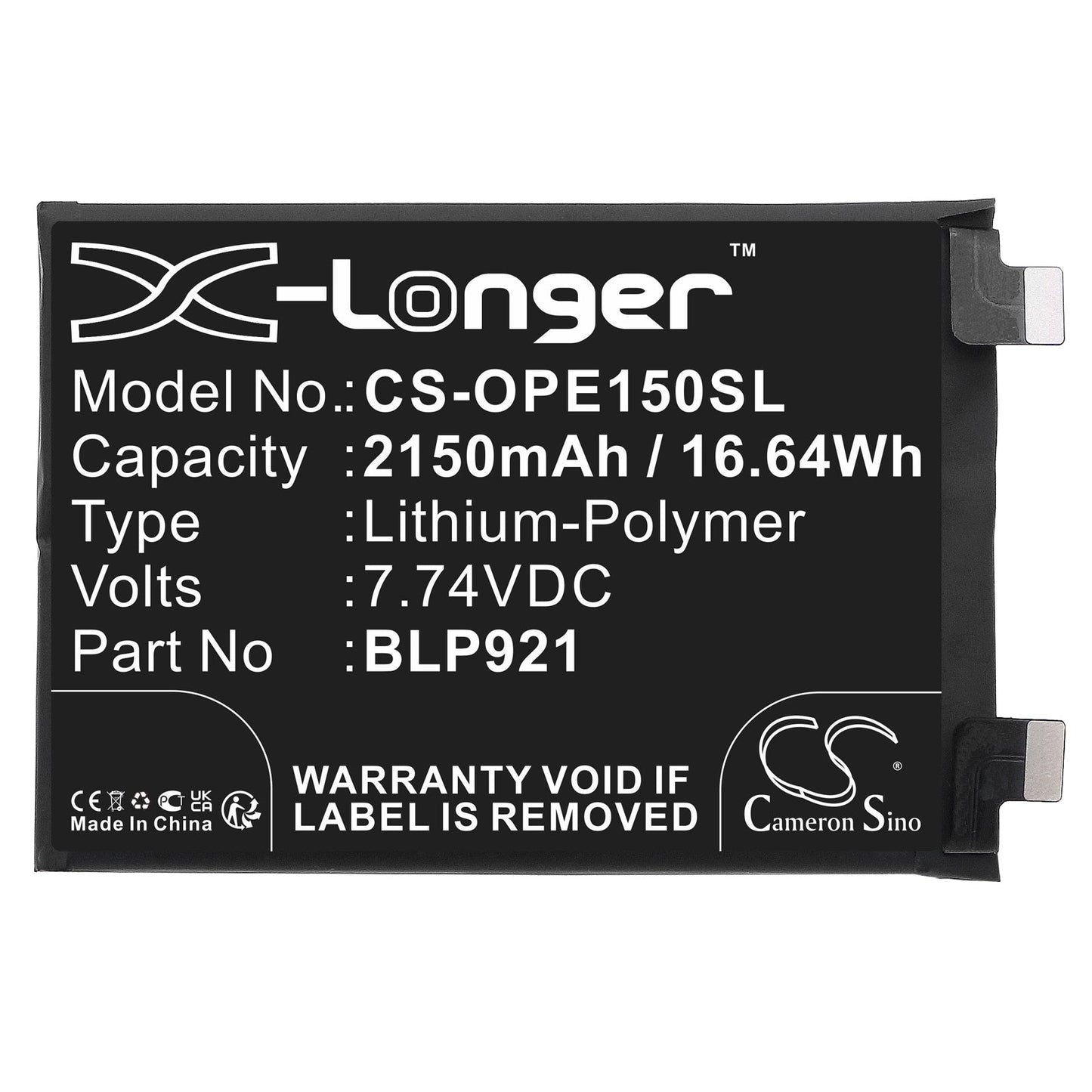 Replacement Battery for Oneplus  ACE 150W – Mobile, SmartPhone – 2150mAh / 16.64Wh / 7.74V