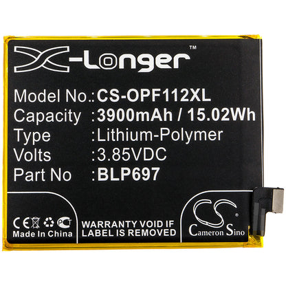 Replacement Battery for OPPO  CPH1969 – Mobile, SmartPhone – 3900mAh / 15.02Wh / 3.85V