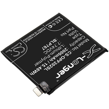 Replacement Battery for OPPO  CPH2025 – Mobile, SmartPhone – 2000mAh / 15.48Wh / 7.74V