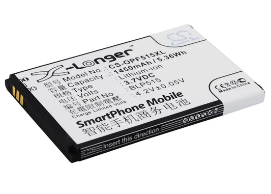 Replacement Battery for OPPO  F15 – Mobile, SmartPhone – 1450mAh / 5.36Wh / 3.7V
