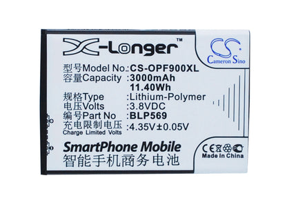Replacement Battery for OPPO  Find 7 – Mobile, SmartPhone – 3000mAh / 11.40Wh / 3.8V