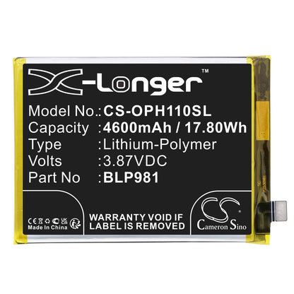 Replacement Battery for Oppo A1 Pro – Mobile, SmartPhone – 4600mAh / 3.87V