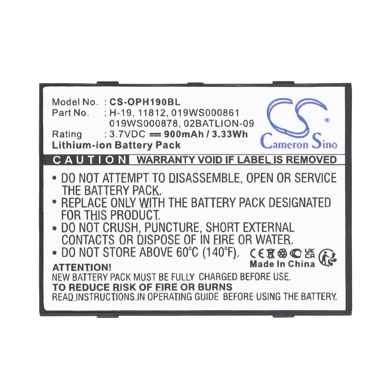 Replacement Battery for Opticon H-19 – Barcode Scanner – 900mAh / 3.7V