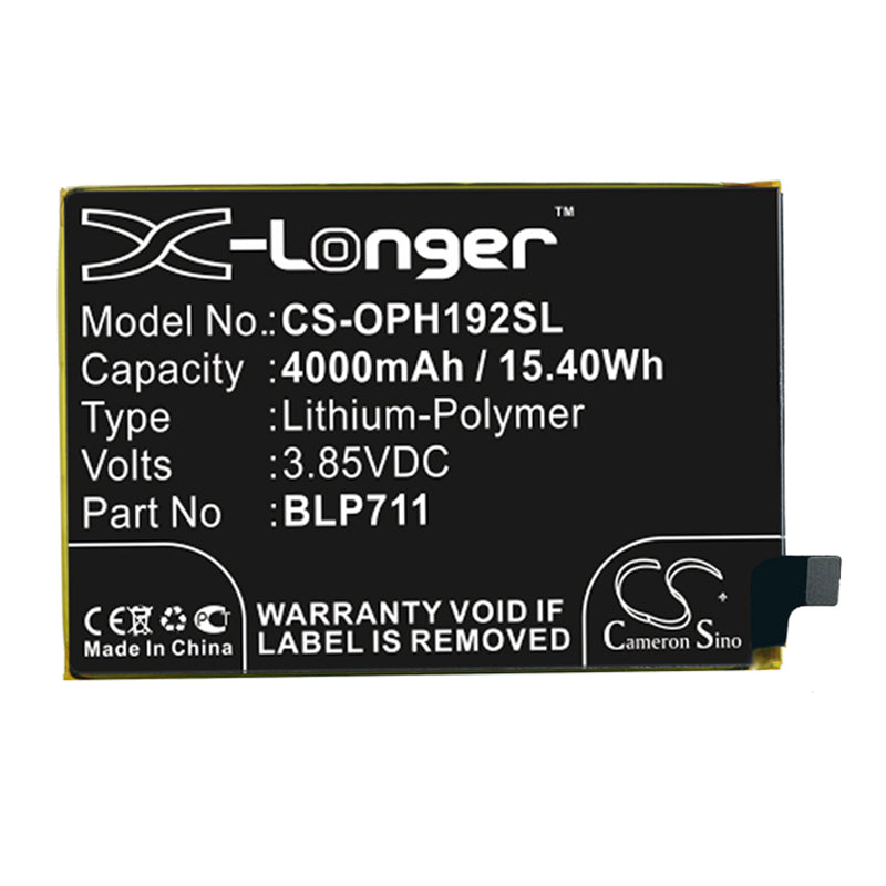 Replacement Battery for OPPO  1923 – Mobile, SmartPhone – 4000mAh / 15.40Wh / 3.85V