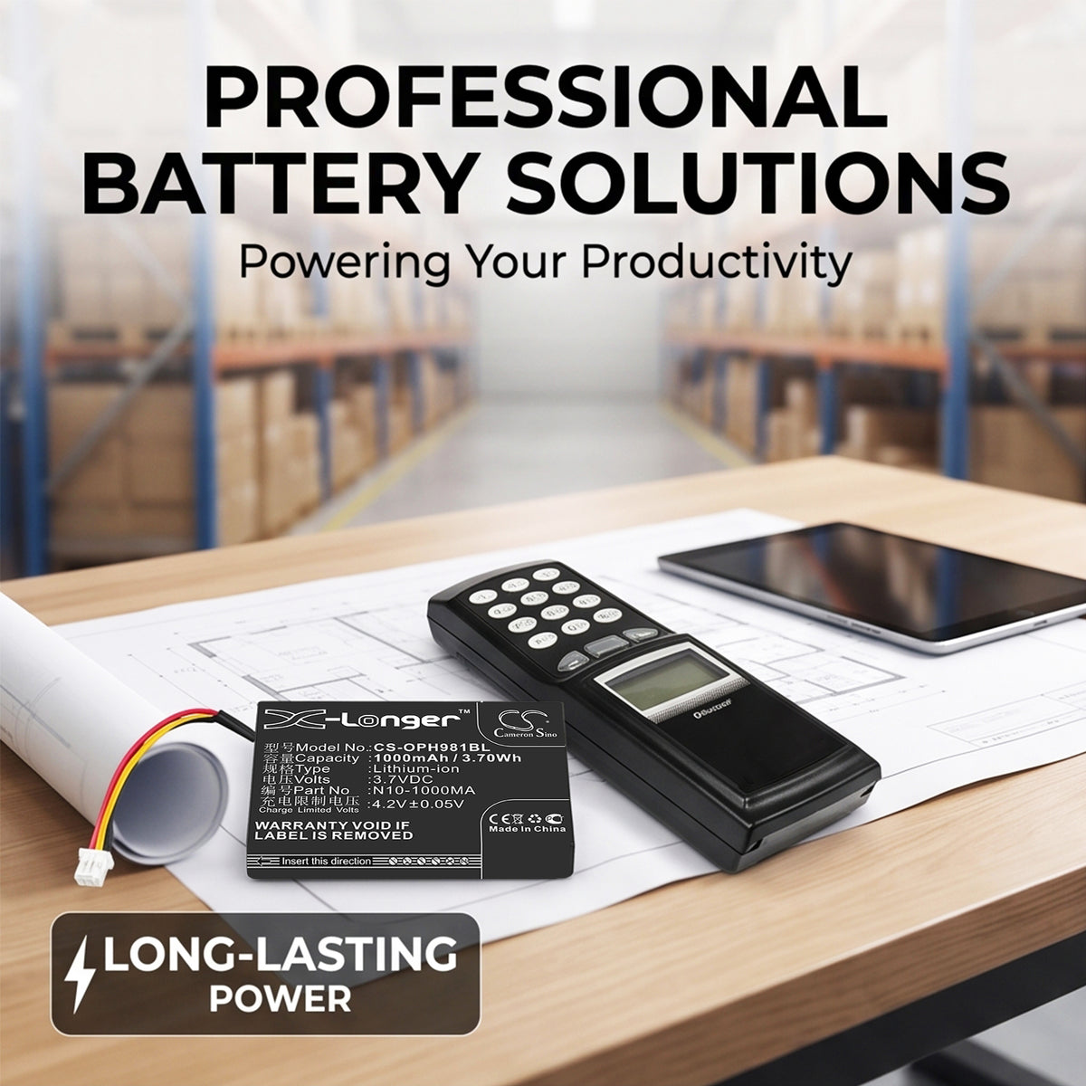 Replacement Battery for Opticon OPL-9714 – Barcode Scanner – 1000mAh / 3.7V