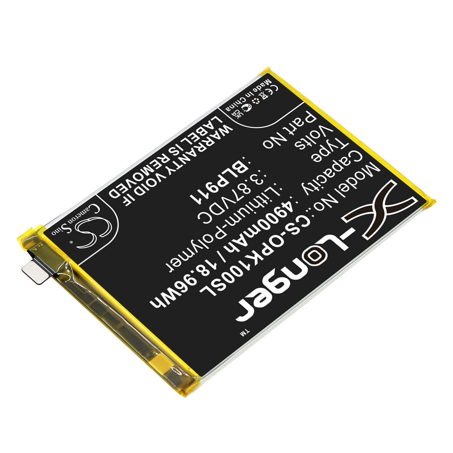 Replacement Battery for OPPO  CPH2373 – Mobile, SmartPhone – 4900mAh / 18.96Wh / 3.87V