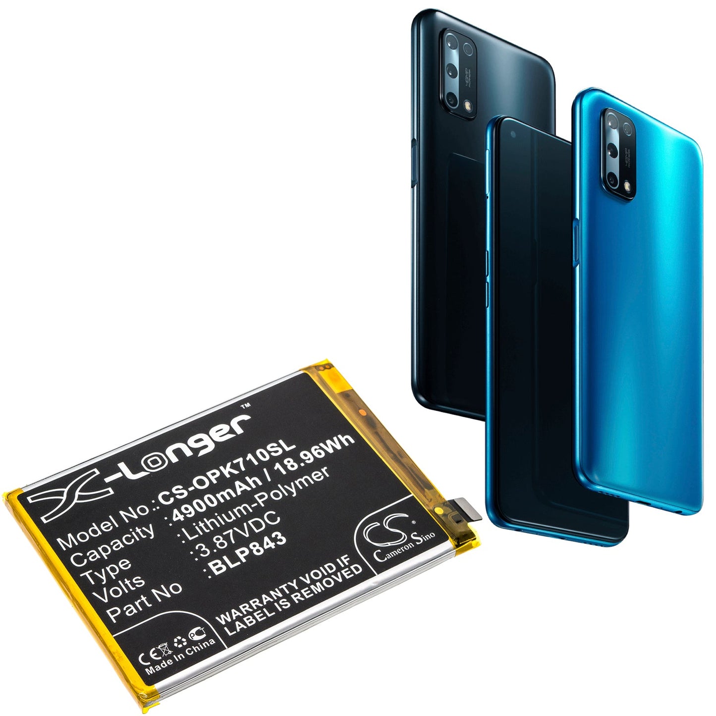 Replacement Battery for OPPO  K7x – Mobile, SmartPhone – 4900mAh / 18.96Wh / 3.87V