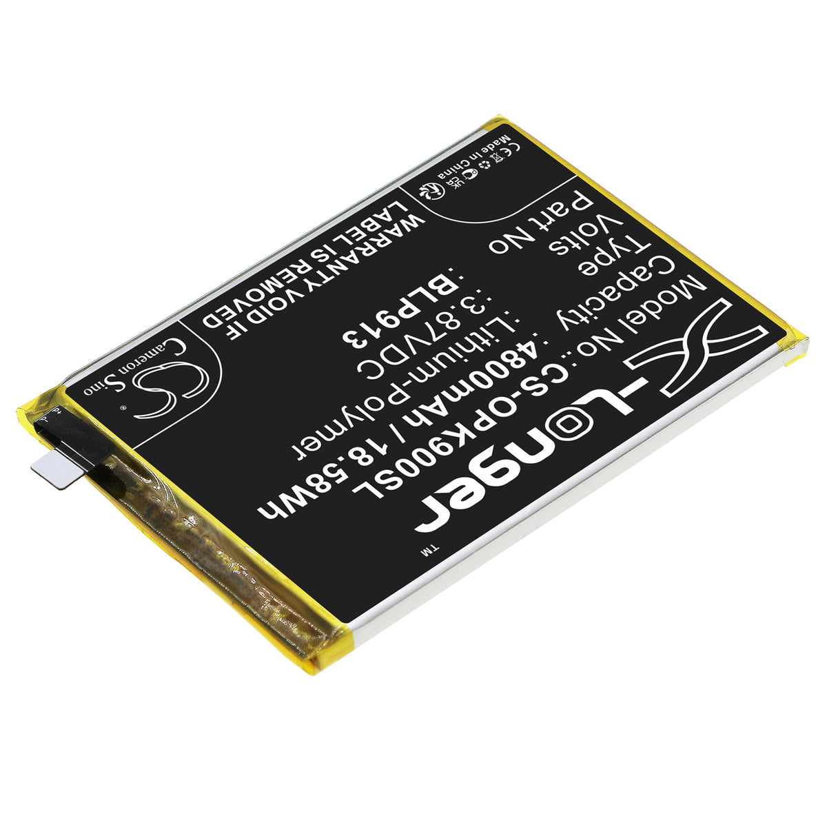Replacement Battery for Oppo K9X – Mobile, SmartPhone – 4800mAh / 3.87V