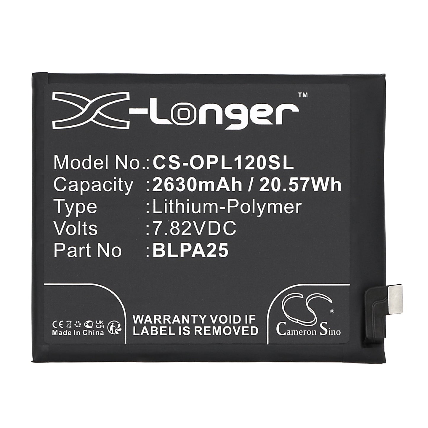 Replacement Battery for Oneplus  12 – Mobile, SmartPhone – 2630mAh / 20.57Wh / 7.82V