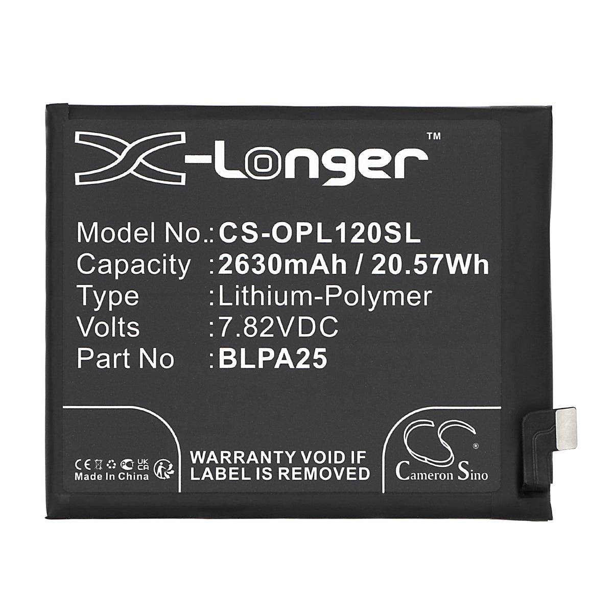 Replacement Battery for OnePlus 12 – Mobile, SmartPhone – 2630mAh / 7.82V