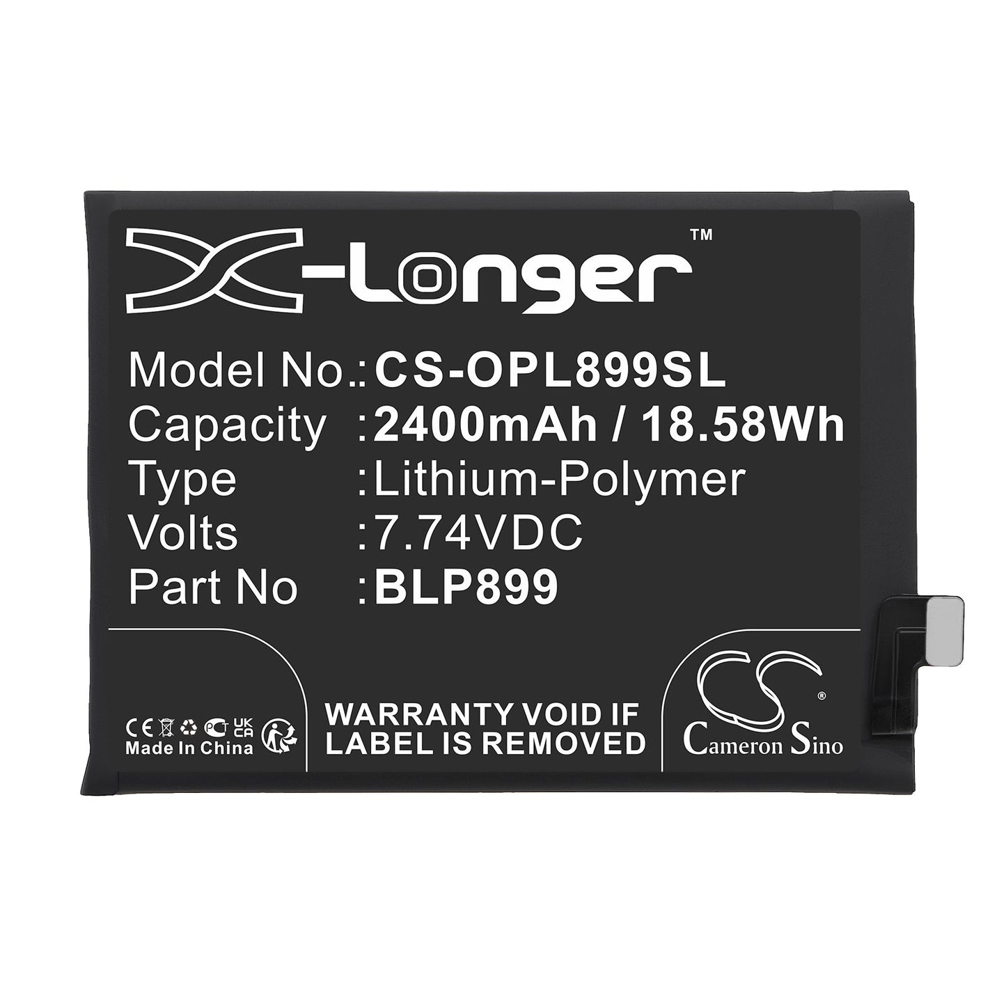 Replacement Battery for Oneplus  10 Pro – Mobile, SmartPhone – 2400mAh / 18.58Wh / 7.74V