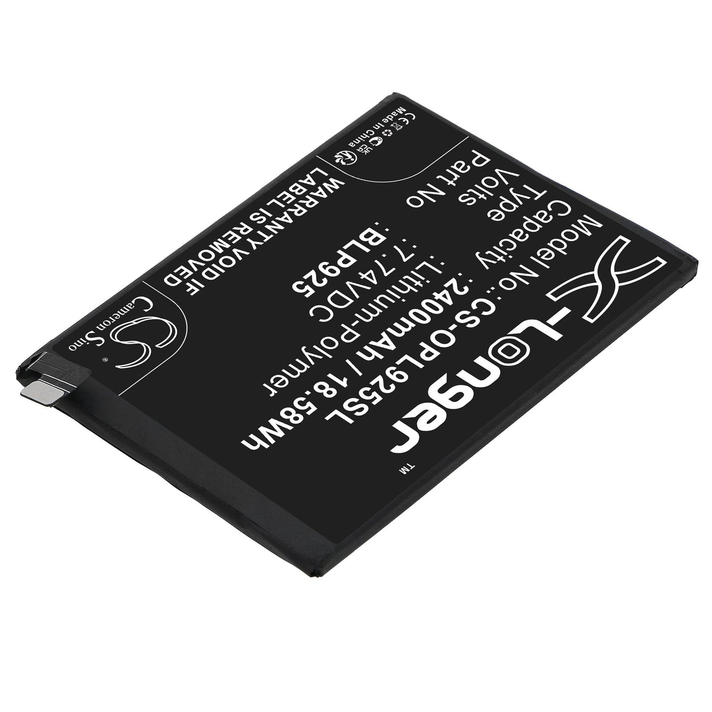 Replacement Battery for OPPO  Realme GT Neo 3 5G 2022 150W – Mobile, SmartPhone – 2400mAh / 18.58Wh / 7.74V