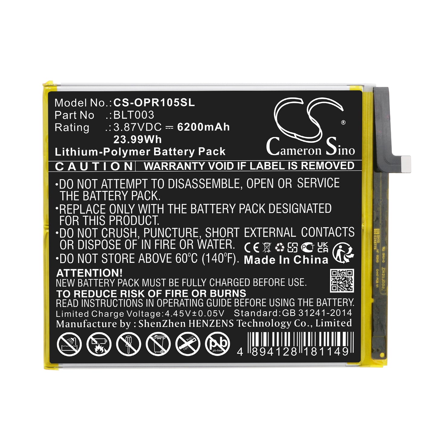 Replacement Battery for Oppo Realme pad mini – Tablet – 6200mAh / 3.87V - image 3