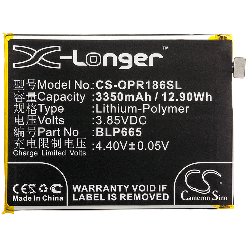 Replacement Battery for OPPO  CPH1859 – Mobile, SmartPhone – 3350mAh / 12.90Wh / 3.85V