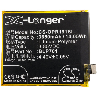 Replacement Battery for OPPO  1917 – Mobile, SmartPhone – 3650mAh / 14.05Wh / 3.85V