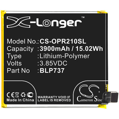 Replacement Battery for OPPO  CPH1945 – Mobile, SmartPhone – 3900mAh / 15.02Wh / 3.85V