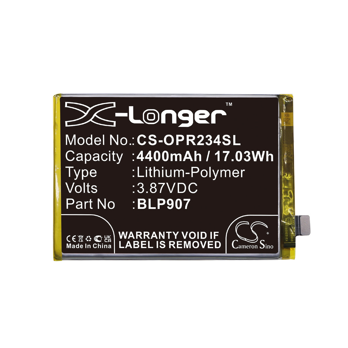 Replacement Battery for Oppo Reno7 Z 5G – Mobile, SmartPhone – 4400mAh / 3.87V
