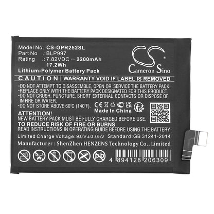 Replacement Battery for Oppo CPH2541 – Mobile, SmartPhone – 2200mAh / 7.82V
