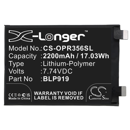 Replacement Battery for OPPO  Realme GT Neo3 5G – Mobile, SmartPhone – 2200mAh / 17.03Wh / 7.74V