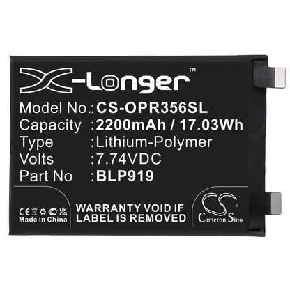 Replacement Battery for Oppo Realme GT Neo3 5G – Mobile, SmartPhone – 2200mAh / 7.74V