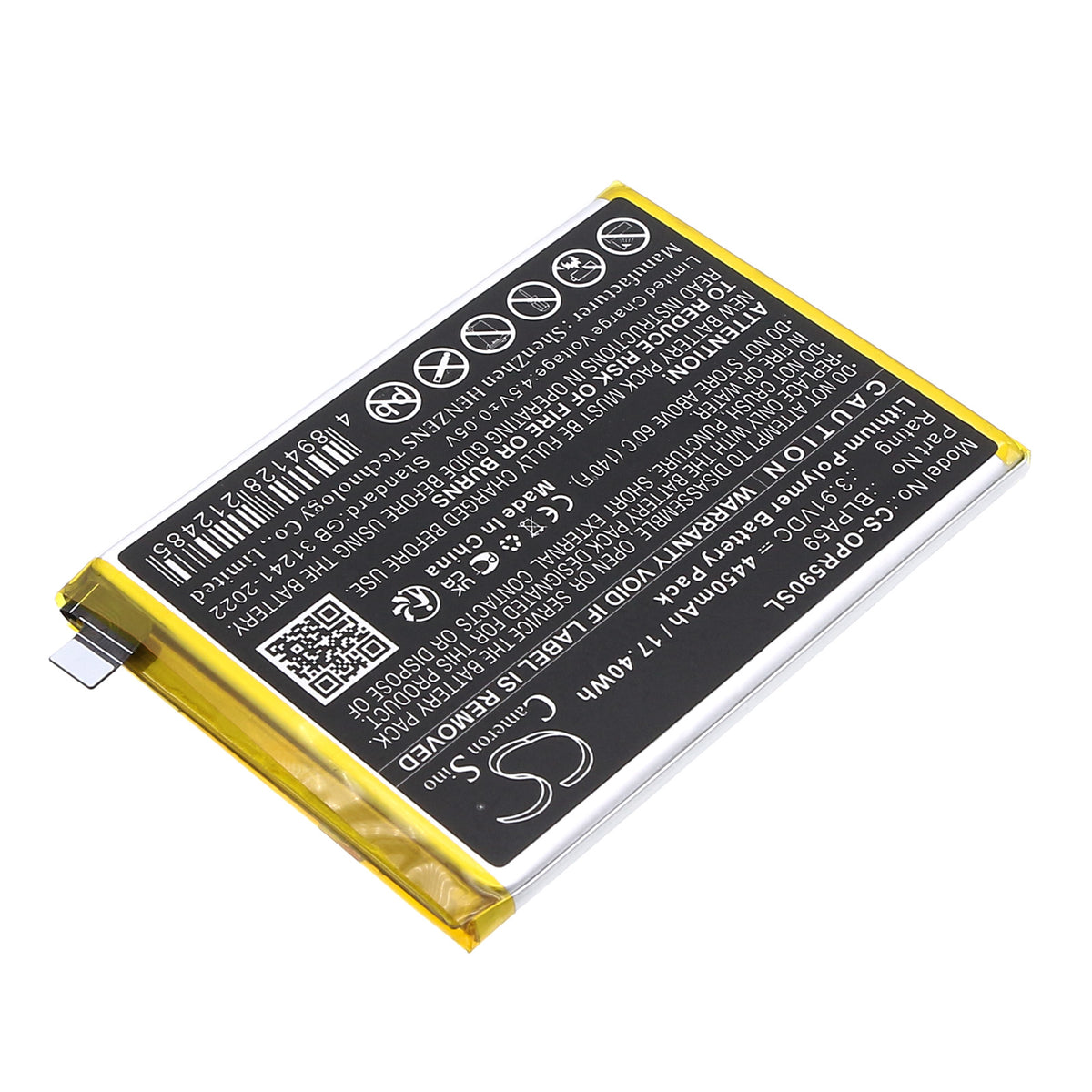 Replacement Battery for Oppo CPH2625 – Mobile, SmartPhone – 4450mAh / 3.91V