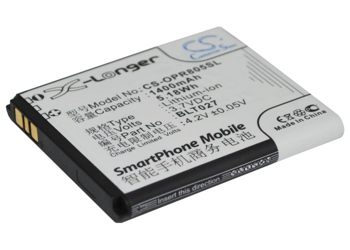 Replacement Battery for Oppo R803 – Mobile, SmartPhone – 1400mAh / 3.7V - image 1