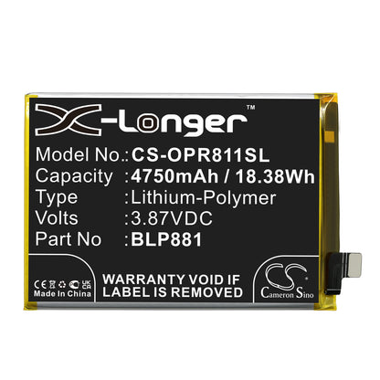 Replacement Battery for Oppo Reno 5K – Mobile, SmartPhone – 4750mAh / 3.87V