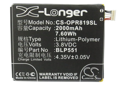 Replacement Battery for Oppo Real R819 – Mobile, SmartPhone – 2000mAh / 3.8V - image 5