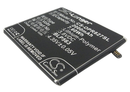 Replacement Battery for Oppo R827 – Mobile, SmartPhone – 2000mAh / 3.8V - image 1