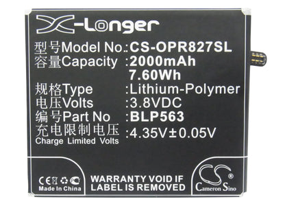 Replacement Battery for Oppo R827 – Mobile, SmartPhone – 2000mAh / 3.8V - image 5