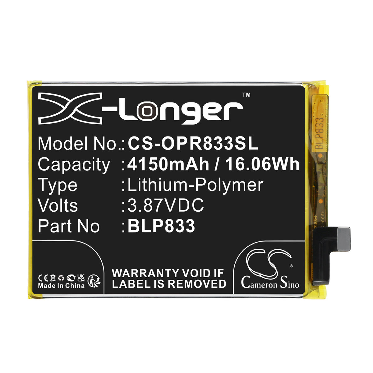 Replacement Battery for Oppo Realme V15 5G – Mobile, SmartPhone – 4150mAh / 3.87V